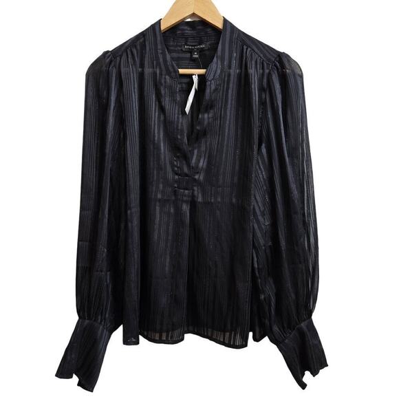NWT Banana Republic Black Striped Sheer Blouse M Dark Romantic Whimsigoth Witchy - Picture 1 of 11